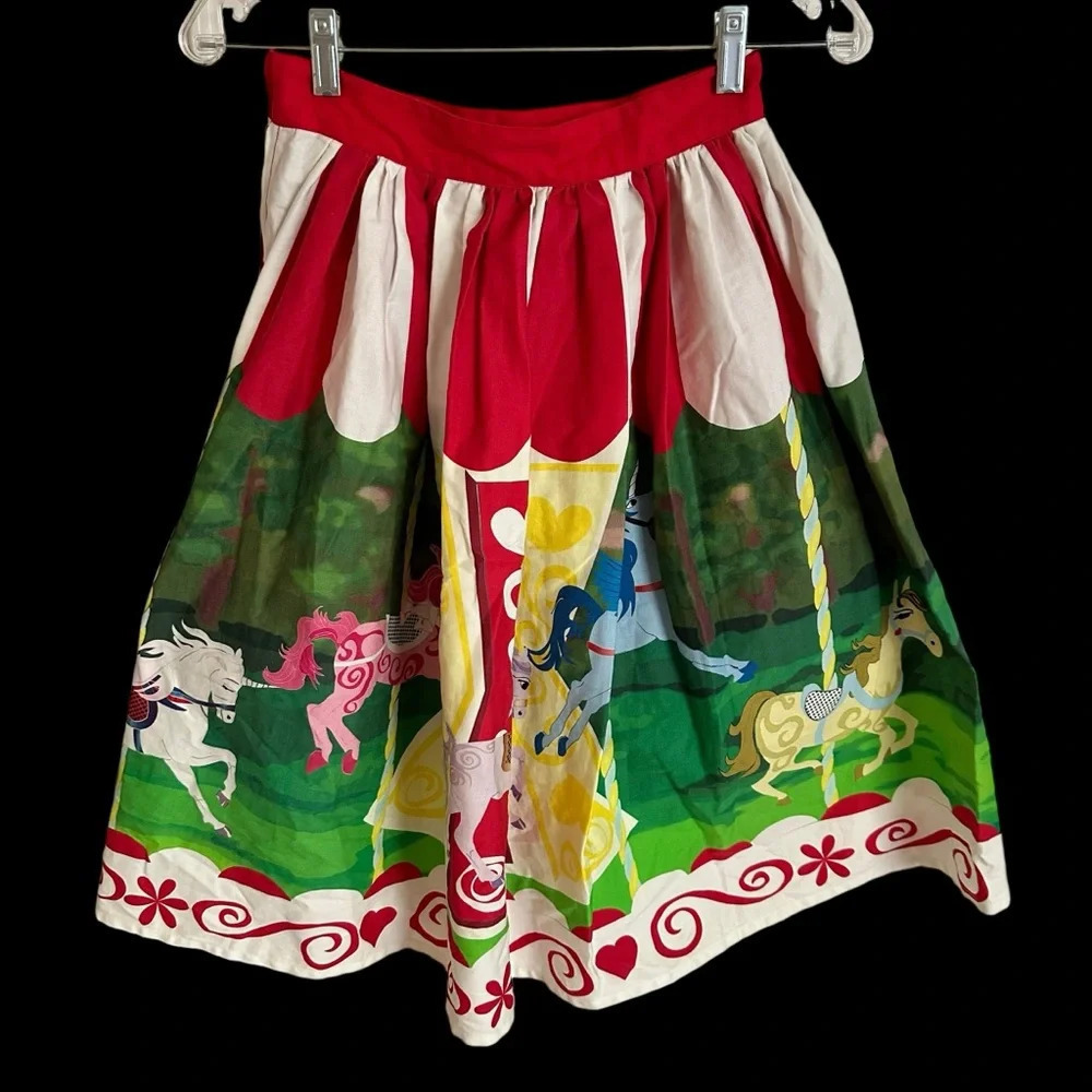 Rare Unique Vintage Disney Small Mary Poppins Enchanted Carrousel Horses Skirt S - Picture 2 of 8